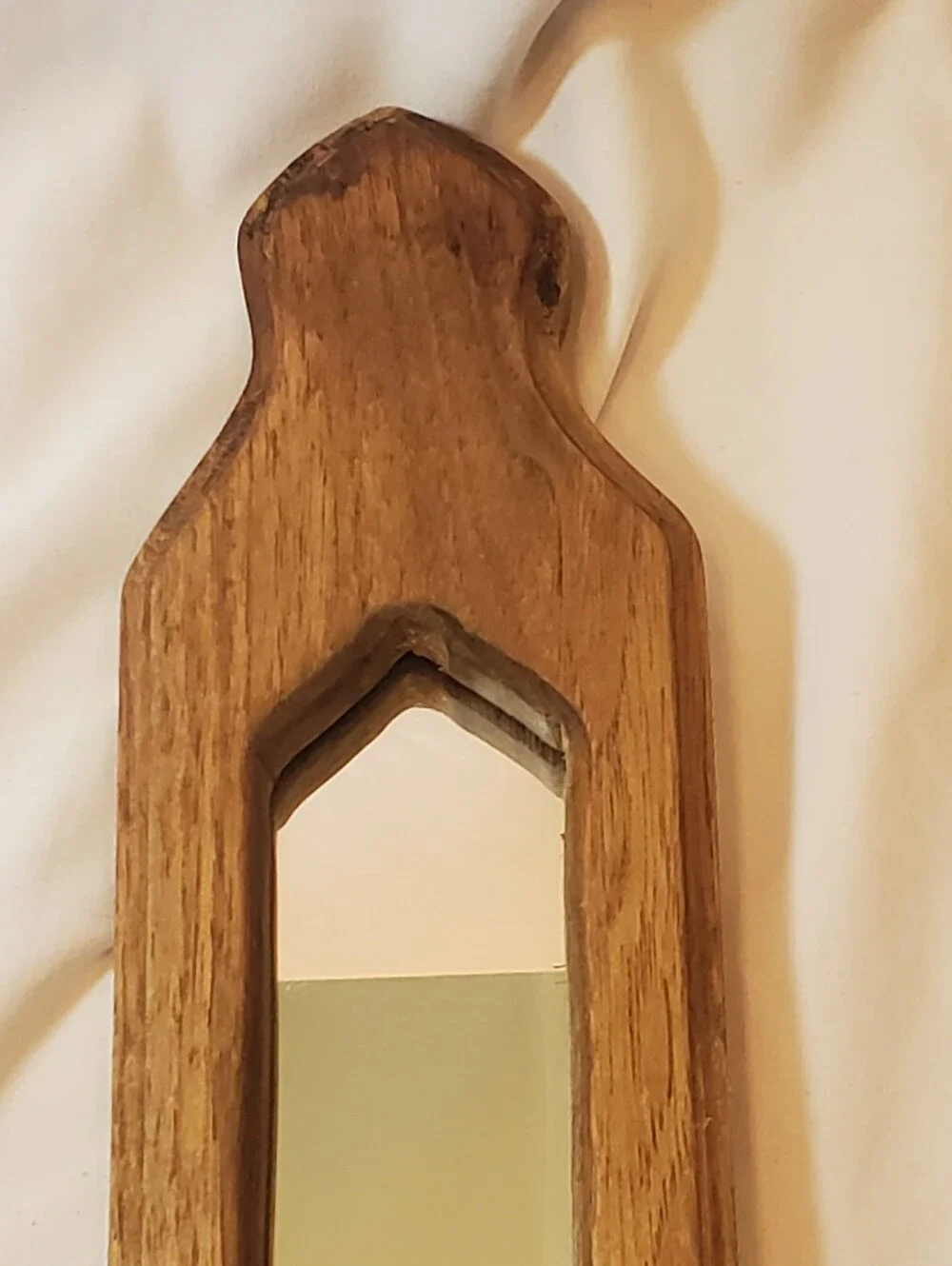 Home Interiors Homco Vtg Wood Wall Mirror Sconce Candle Holder in Natural Brown
